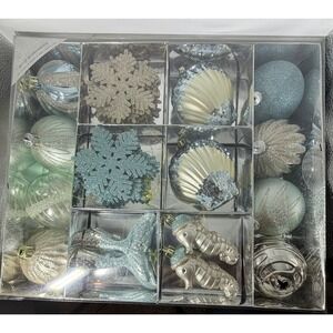 Beekman Home Christmas Ornament Tree Decorations Set 30ct Beach Coastal Nautical